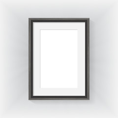 Wooden frame on wall gray backgroung