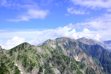 北アルプスと青空