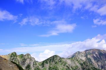 北アルプスと青空