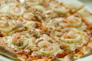Pizza with seafood