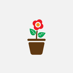 flower in a pot icon vector, solid logo illustration, pictogram isolated on white