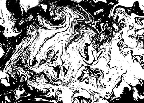 Black and white abstract background. Liquid marble pattern. Monochrome texture