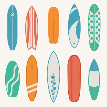 Vintage Surfboards Vector Set