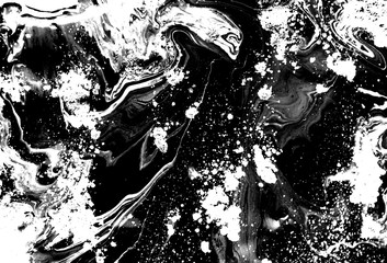 Black and white abstract background. Liquid marble pattern. Monochrome texture