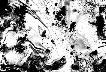Naklejka premium Czarno-białe tło abstrakcyjne. Płynny wzór marmuru. Monochromatyczna tekstura