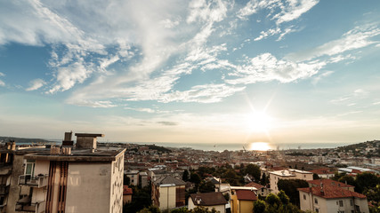 Fototapeta na wymiar sunset on the city of Trieste