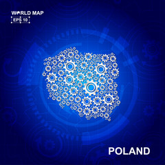 Fototapeta premium Abstract Poland gear map. Vector design