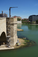 Closer maintenance works on a bridge in Saragossa, Spain