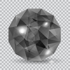 Black translucent crystal. Transparency only in vector file