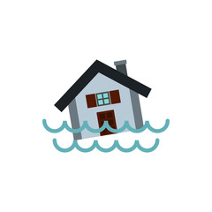 Flood icon in flat style isolated on white background. Danger symbol