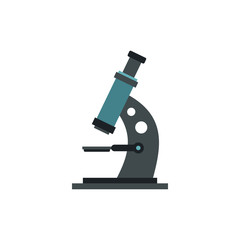 Microscope icon in flat style isolated on white background. Laboratory symbol