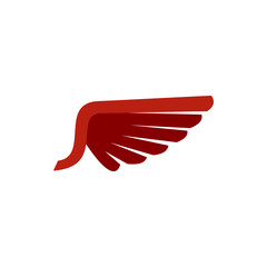 Red wing birds icon in flat style isolated on white background. Flying symbol