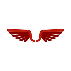 Obraz premium Two red wing birds icon in flat style isolated on white background. Flying symbol