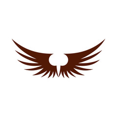 Two brown wing icon in flat style isolated on white background. Flying symbol