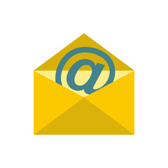 E-mail icon in flat style isolated on white background. Message symbol