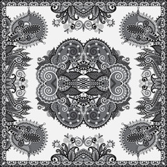 black and white authentic silk neck scarf or kerchief square pat