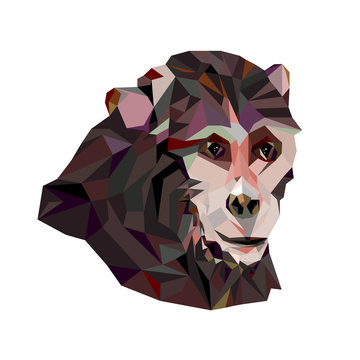 A monkey. Polygonal image. Vector