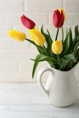 Beautiful tulips in vase
