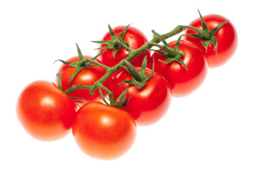 Cherry tomatoes isolated over white background