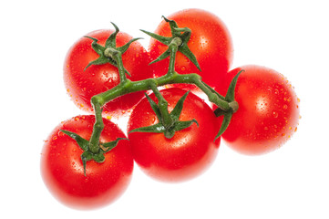 Cherry tomatoes isolated over white background