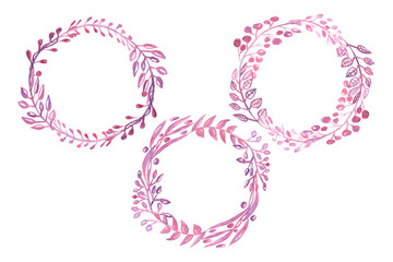 Set of watercolor floral wreath