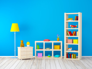 kids room with bookcases