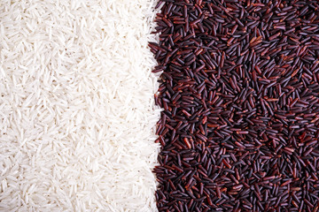 close up organic black and white rice background, texture