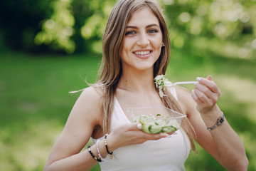 diet food beautiful girl