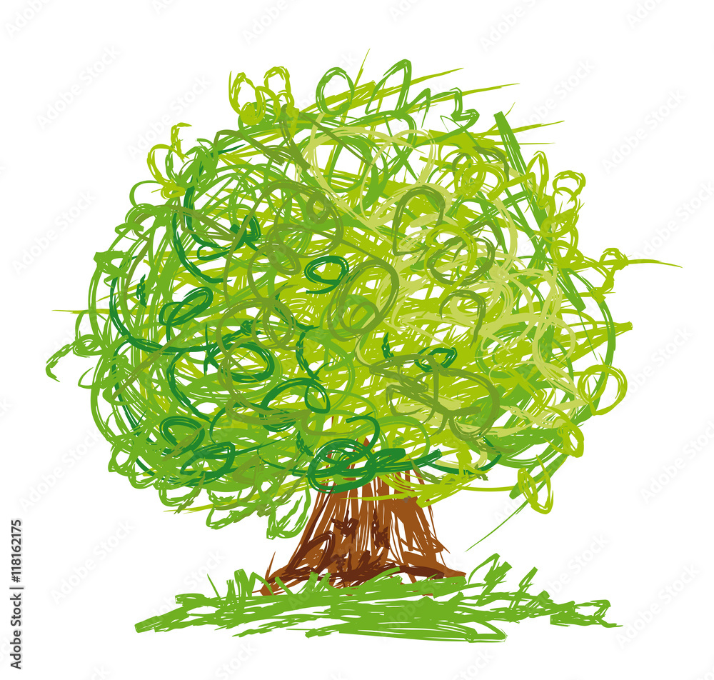 Canvas Prints stylized tree with round crown