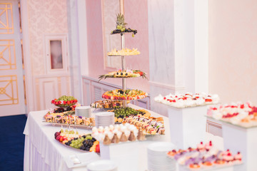 Buffet with a variety of delicious sweets, food ideas, celebration
