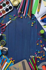 photo of various stationery products lying on table with space to write your ad text
