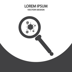 Attack immune cells virus under lioupe icon on the background