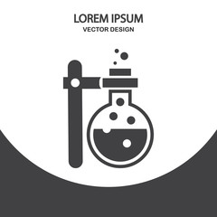 Chemical flasks on the rack icon on the background