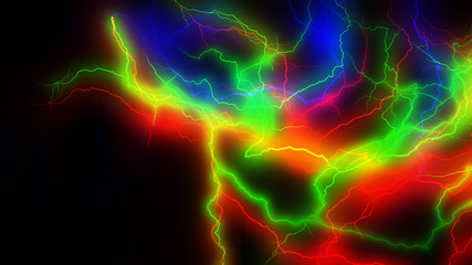 Colourful energy discharge 3d rendering