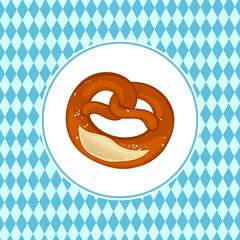 Vector Illustration of an Oktoberfest Celebration Background with Pretzel on Bavarian Flag