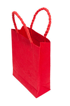 Red shopping bag isolated on a white background 