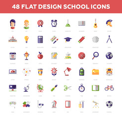 School and Education flat design icons circle composition