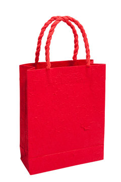 Red shopping bag isolated on a white background 