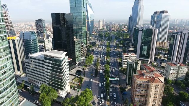 aerial shot of city traffic 4K