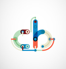 Cartoon linear letters icons