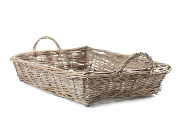 Wicker basket isolated on a white