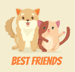 Cat and dog characters. Vector flat cartoon illustration