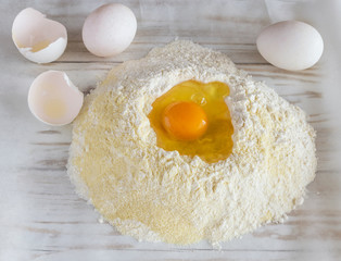 Ingredients for the dough - Eggs and flour