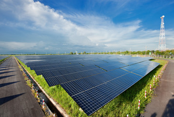 Solar power station in blue sky
