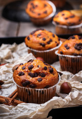 Homemade chocolate chip muffins for breakfast