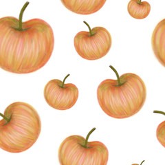 Colorful apple pattern drawn by pencil