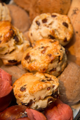 Close up assorted french bread background