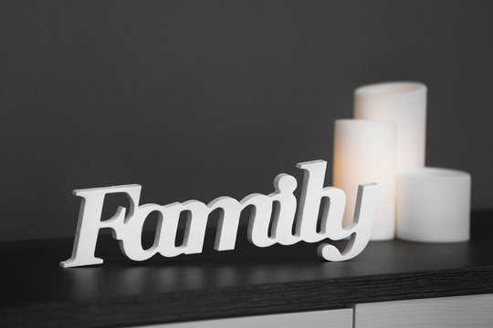 Word Family on grey wall background