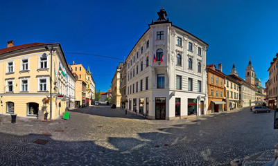Fototapeta na wymiar Ljubljana city center cobbled square