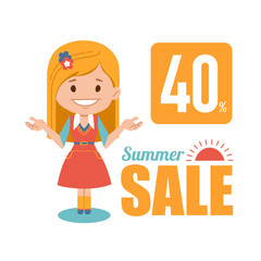 Summer discounts , seasonal sale, vector banner.